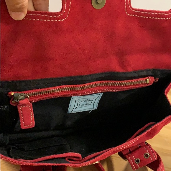 Cynthia Rowley red suede hand bag - Picture 6 of 8